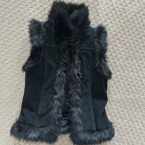 Express Black Faux Fur Trim Vest